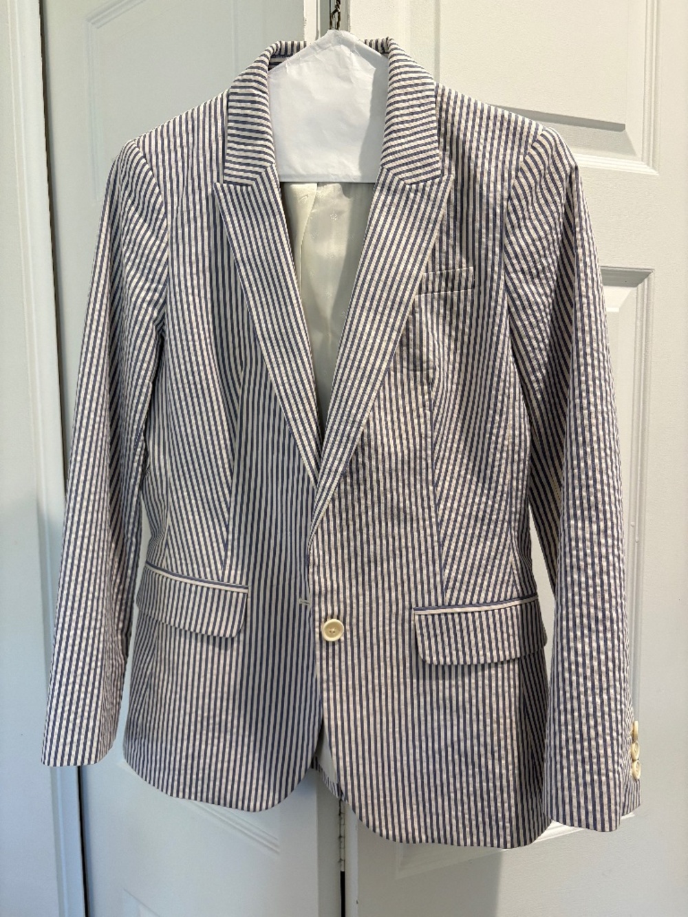 Banana Republic Suit seersucker pinstripe